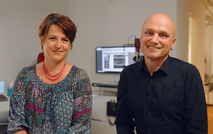 Judith Seidel und Beni Schaub, Geschäftsführer:in von Peter & Bosshardt Optik in Zürich
